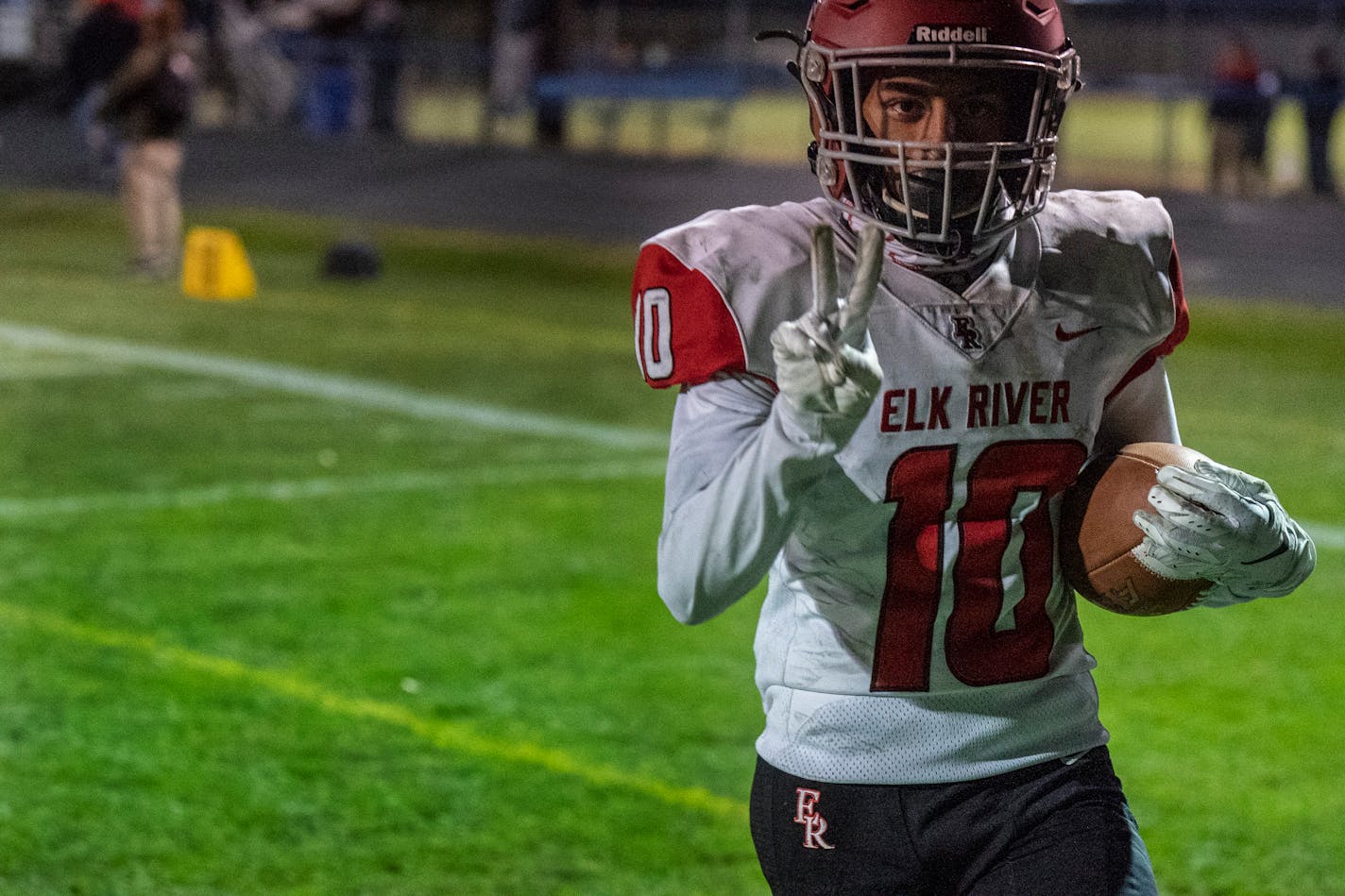 Elk River is No. 10 in the metro but Matthew Beaudry gave two fingers for the peace sign as he scored a third-quarter touchdown at St. Francis on Wednesday night