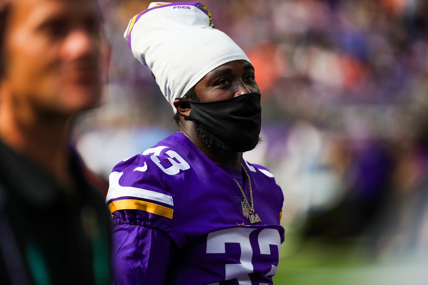 Vikings running back Dalvin Cook (33) walks to the locker room after the end of the first half against the Denver Broncos in a pre-season game at U.S. Bank Stadium on Saturday, August 14, 2021, in Minneapolis. ] ANTRANIK TAVITIAN • anto.tavitian@startribune.com