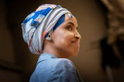 Rep. Ilhan Omar approached the stage to deliver her address to the delegates.