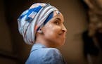 Rep. Ilhan Omar approached the stage to deliver her address to the delegates.