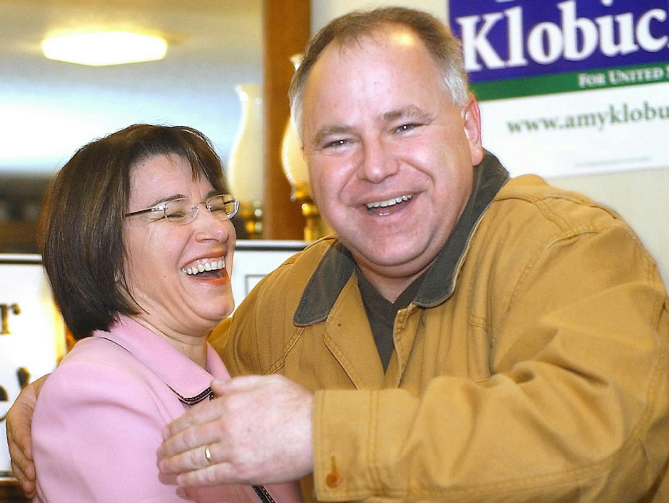 U.S. Sen. Amy Klobuchar and U.S. Rep. Tim Walz, shown in 2005 when Walz was running for Congress.