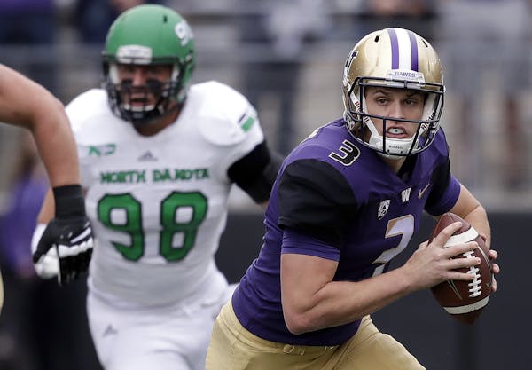 Jake Browning (3) will be looking for a job backing up Vikings quarterback Kirk Cousins.