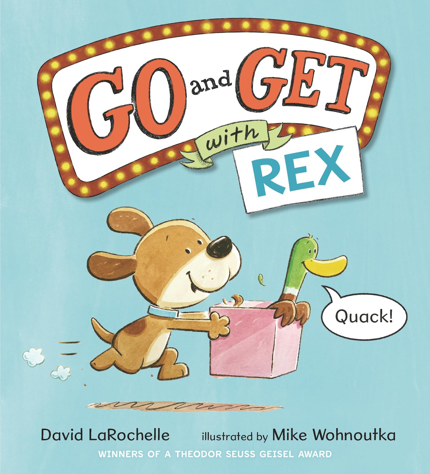 cover of "Go and Get With Rex" is a drawing of a duck and a dog