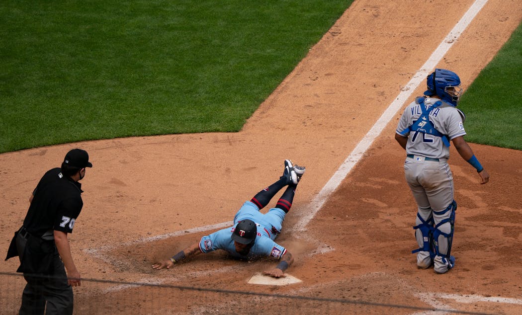 Pinch runner Ildemaro Vargas scored on a safety squeeze bunt by shortstop Jorge Polanco in the seventh inning, giving the Twins an insurance run in their 4-2 victory over Kansas City at Target Field on Sunday.
