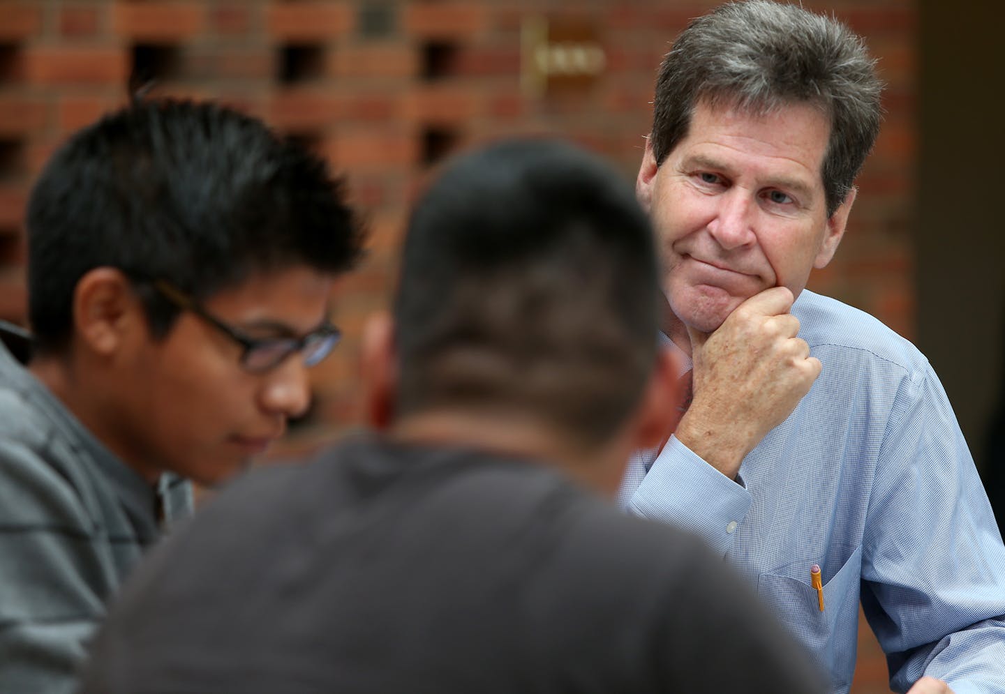 State Higher Education Commissioner Larry Pogemiller listened to some of the students&#x2019; stories during a Dream Act workshop at Augsburg College. About 500 kids are expected to apply for aid under the act.