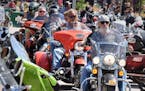 This Aug. 2, 2019 photo shows Heavy traffic on legendary Main Street in Sturgis, S.D., South Dakota, which has seen an uptick in coronavirus infection