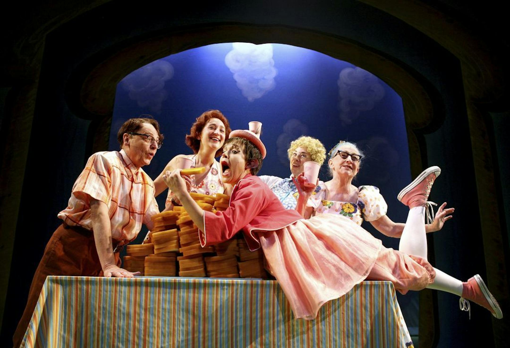 Sara Richardson, center, plays a pig named Mercy in "Mercy Watson to the Rescue!" at Children's Theatre.