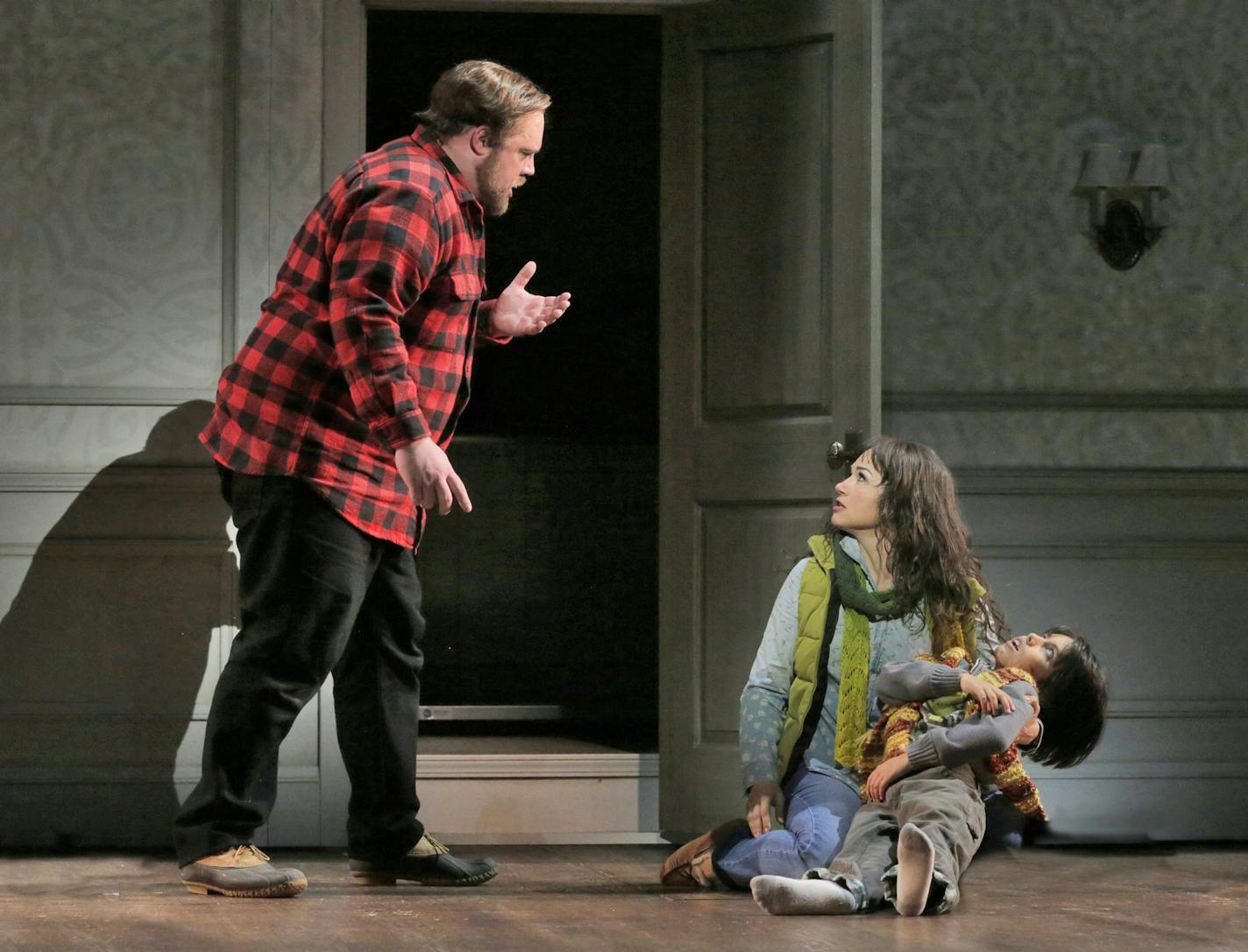 Brian Mulligan, Kelly Kaduce and Alejandro Vega in &#x201c;The Shining&#x201d; by Minnesota Opera.