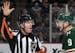 Wild captain Mikko Koivu disputed a call with a referee in the second period.