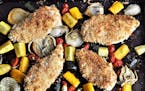 Deviled Chicken and Summer Vegetable Sheet-Pan Dinner.