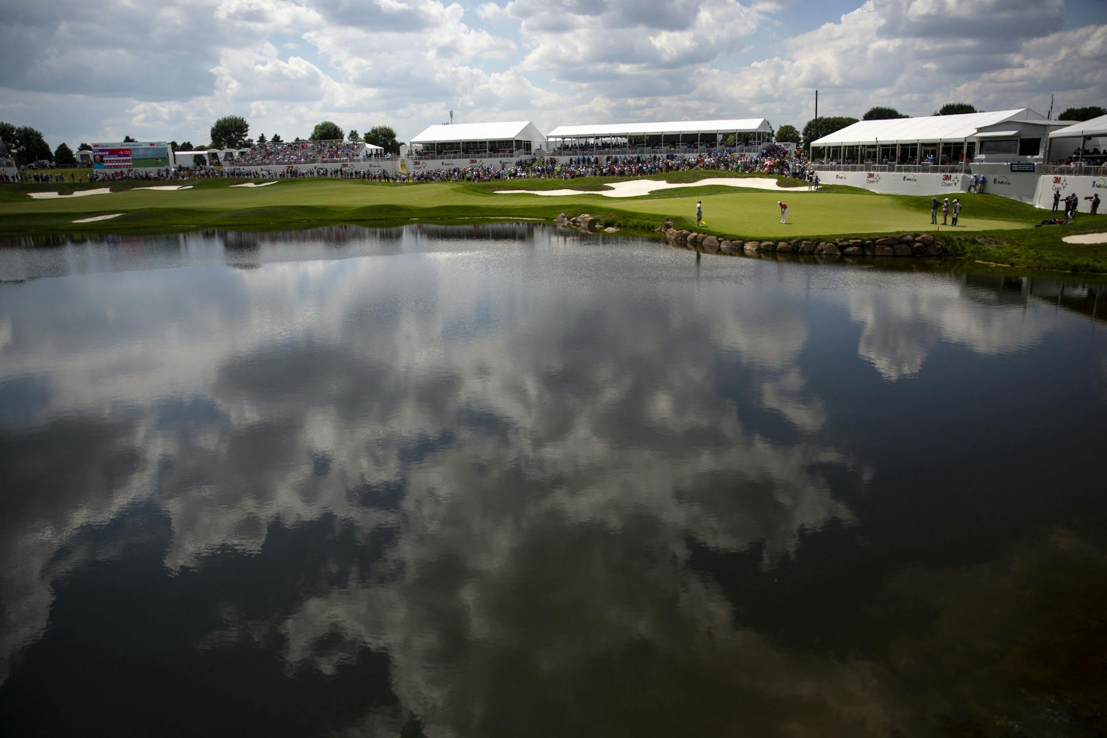 Matthew Wolff putts in a birdie on the 18th hole to move into a tie for first place at -15. ALEX KORMANN ¥ alex.kormann@startribune.com Competitors for the 3M Open took to the course on Saturday.