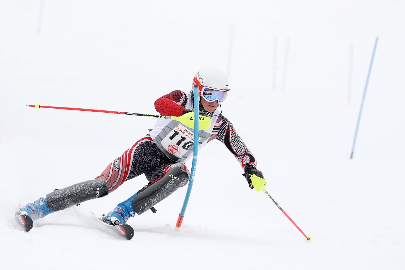 Isaiah Nelson of West Lutheran Plymouth skis his second run Wednesday. ] ANTHONY SOUFFLE • anthony.souffle@startribune.com