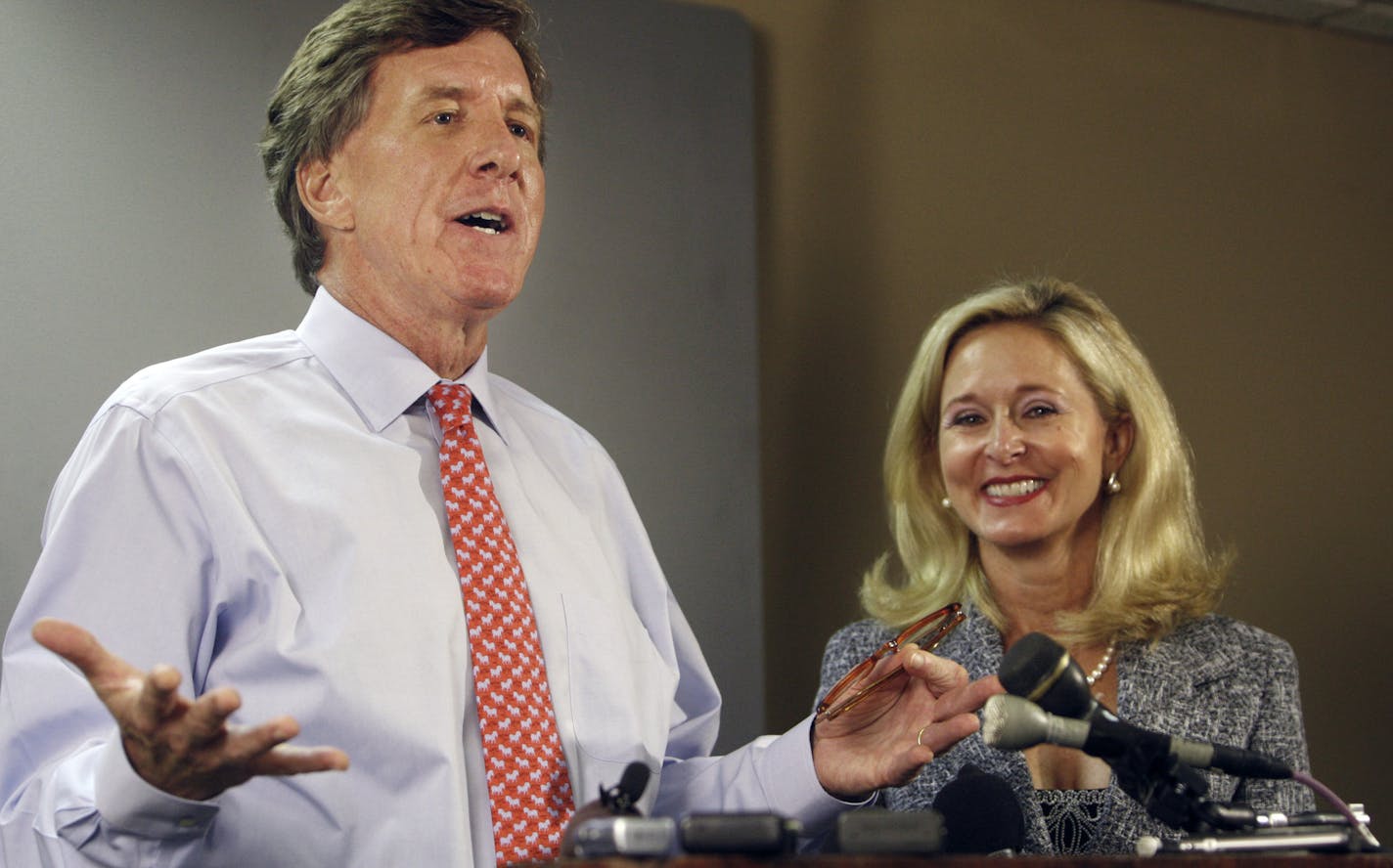 FormerU.S. Rep. Jim Ramstad, with his wife Kathryn, announced his retirement from the House at a 2007 press conference. Ramstad died this week.