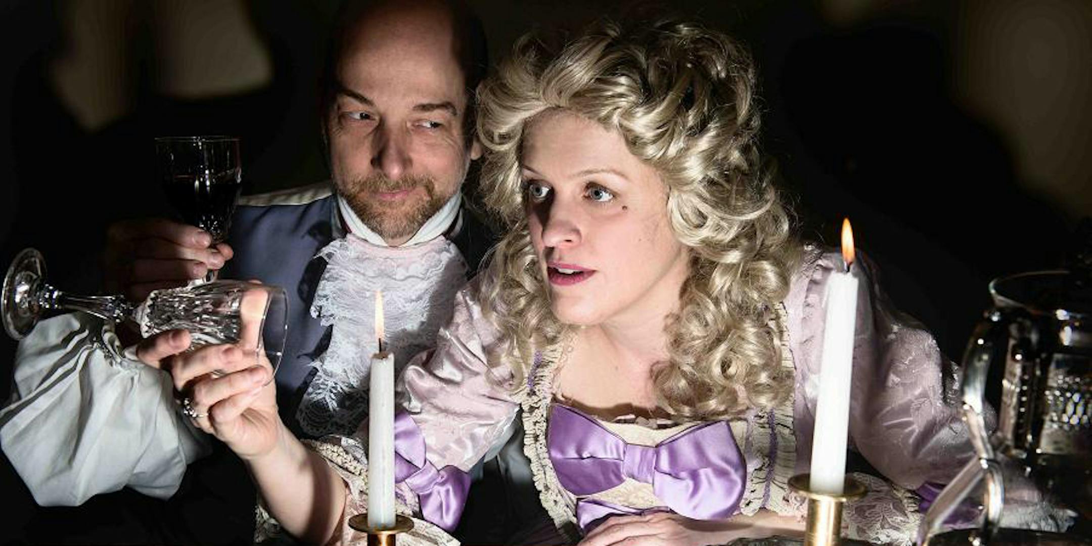 photo by Charlie Gorrill Matt Sciple and Shanan Custer in Theatre Pro Rata's " Emilie: La Marquise du Ch√¢telet Defends Her Life Tonight."