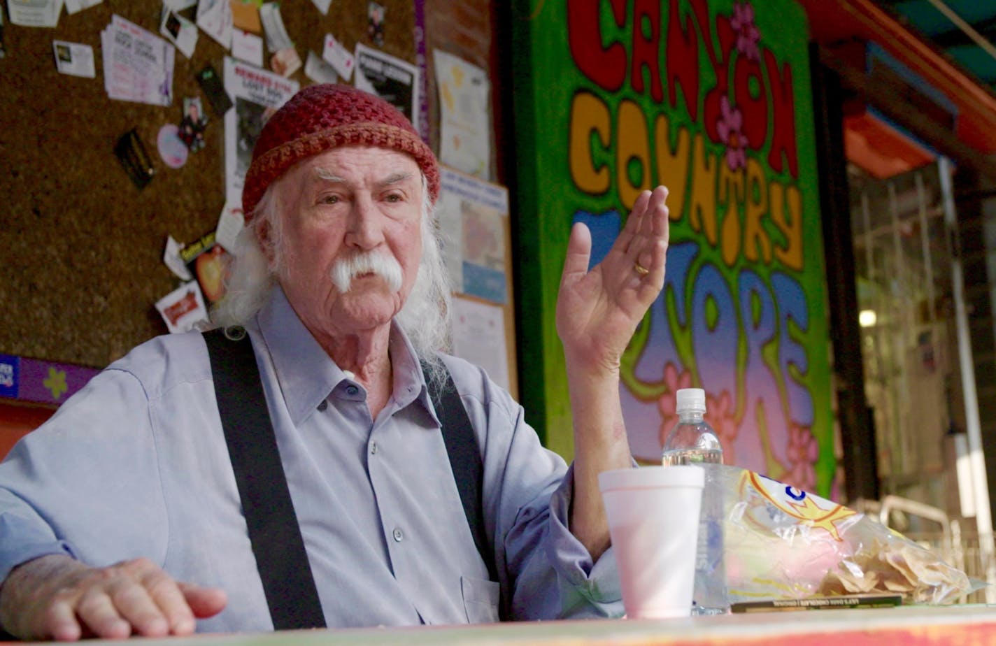 This image released by Sony Pictures Classics shows musician David Crosby in a scene from the documentary "David Crosby: Remember My Name." (Sony Pictures Classics via AP)