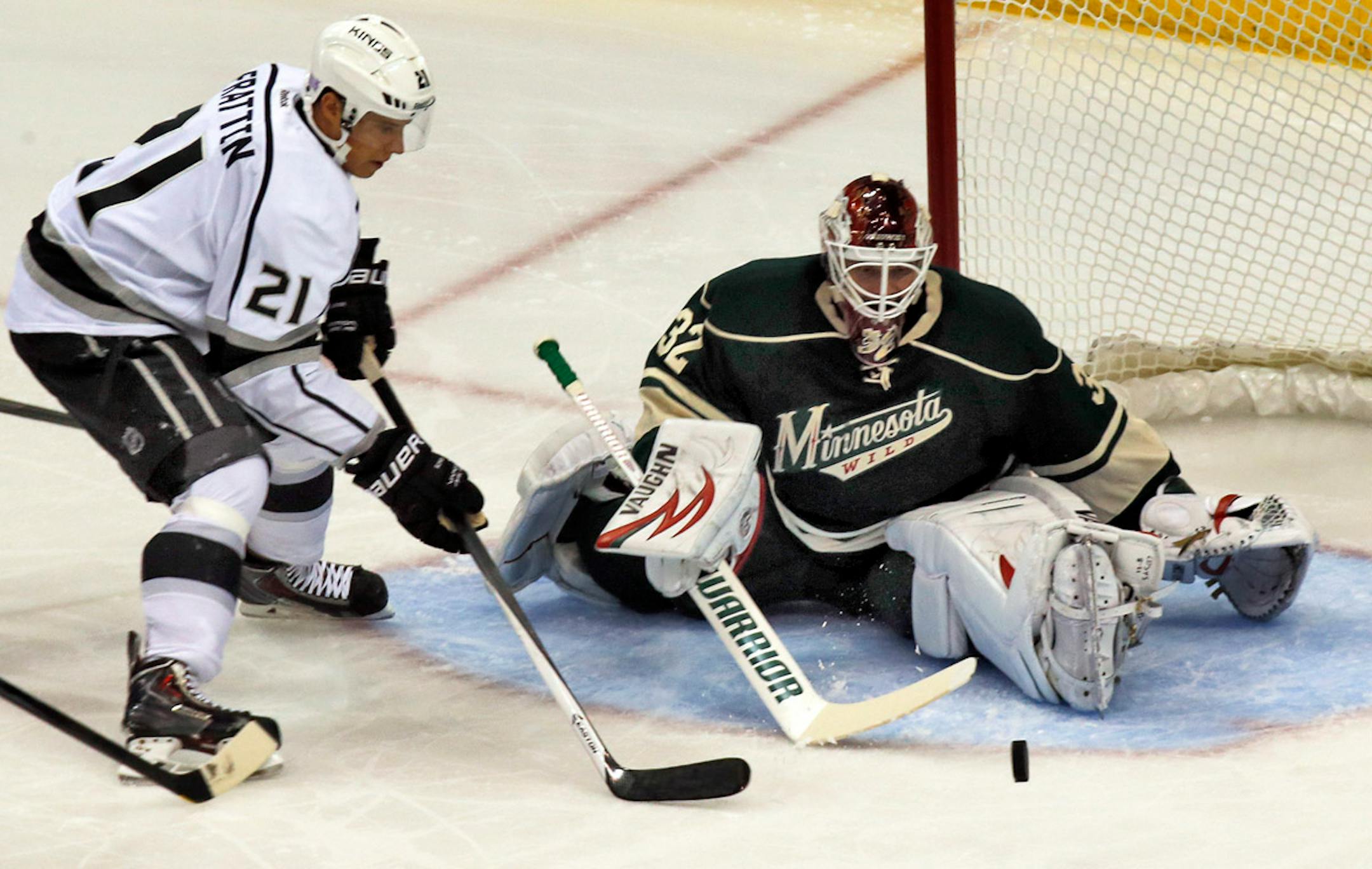 Wild goalie Niklas Backstrom blocked a shot by Kings Matt Frattin