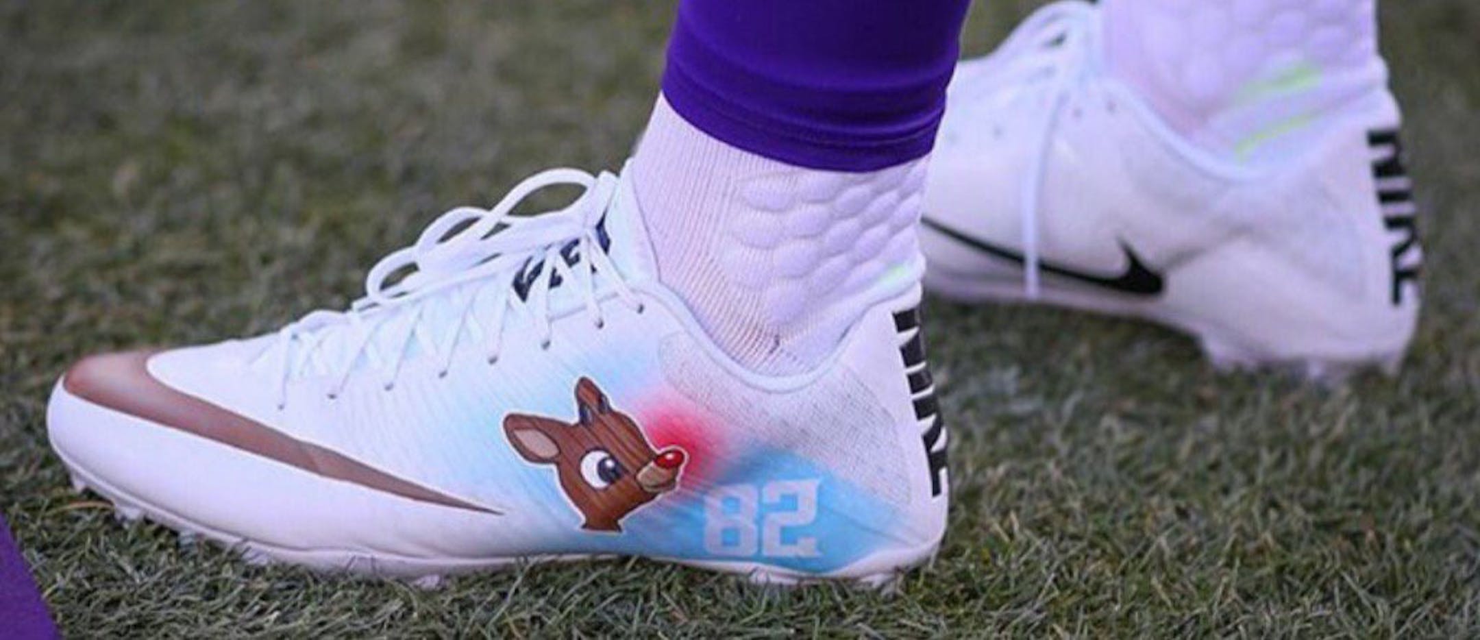 Dan Gamache, owner of Mache Custom Kicks, has designed several custom-made cleats for Vikings players and other athletes.
Xavier Rhodes&#xed; custom cleats featured his motto &#xf1; Rhodes closed.
Jerick McKinnon&#xed;s Harambe cleats, inspired by the gorilla killed at the Cincinnati Zoo, went viral. McKinnon also had a pair of cleats made to bring attention to breast cancer awareness.
Jarius Wright showcased his football loves &#xf1; Arkansas and the Twin Cities &#xf1; in one pair of fancy clea
