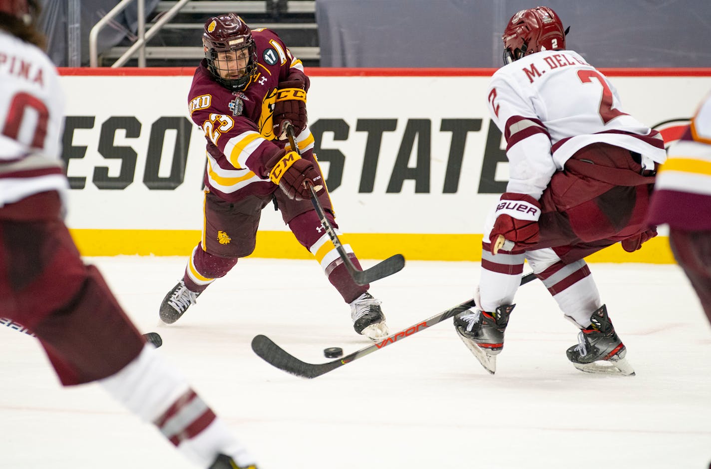 UMD forward Nick Swaney (23) took a shot in the third period. ]