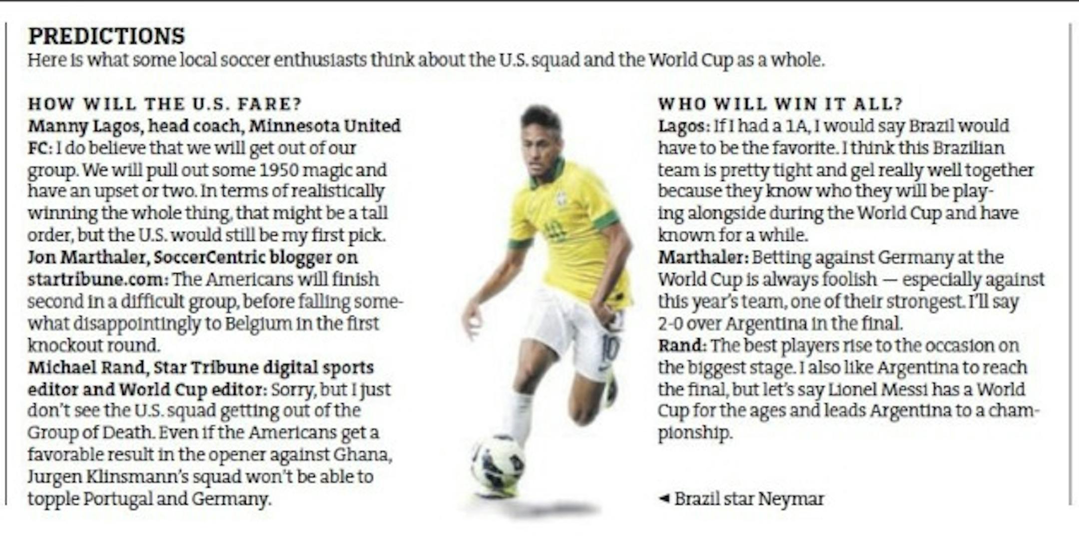 World Cup predictions.