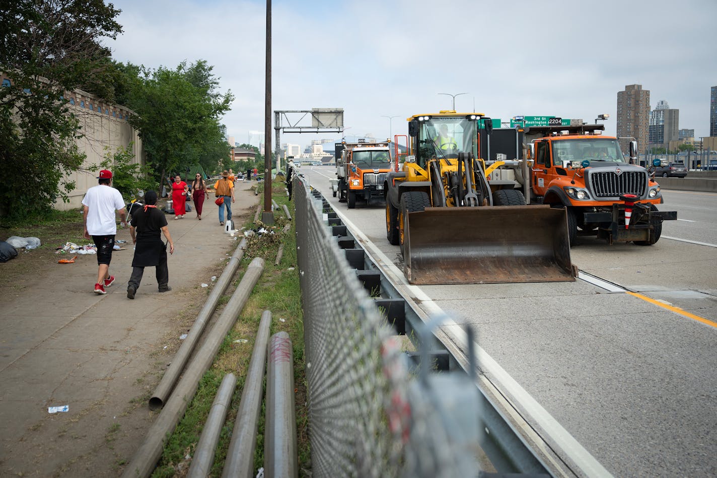 Nearly one week after MnDOT posted trespass notices at the Wall of Forgotten Natives, heavy machinery queued up while authorities including State Patrol forced people to evacuate in City, Minn., on Thursday, Aug. 24, 2023.