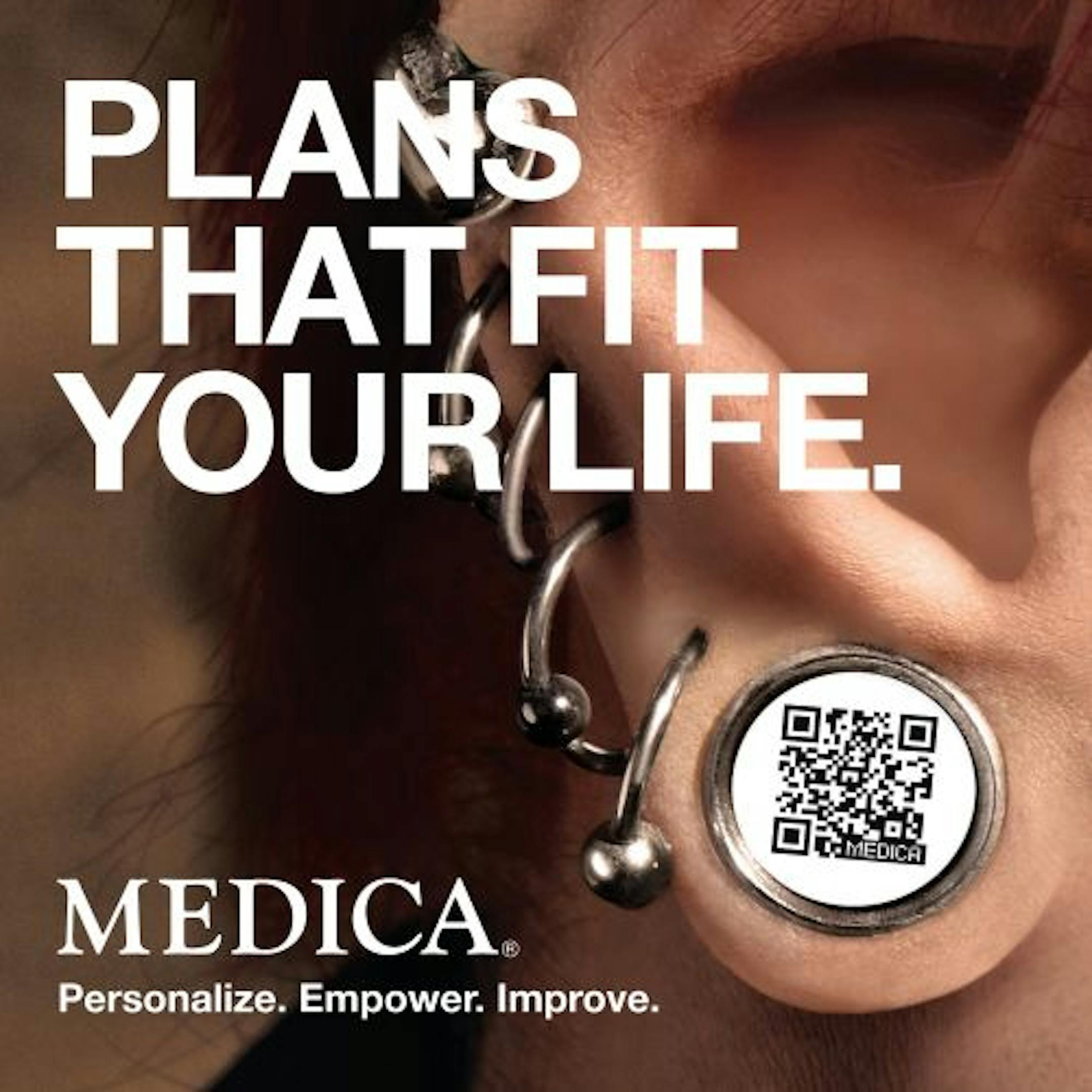 Medica's first big push to market directly to consumers is an eye-catcher. The ads have a QR code for people to use their mobile phones to compare Medica plans and get quotes.