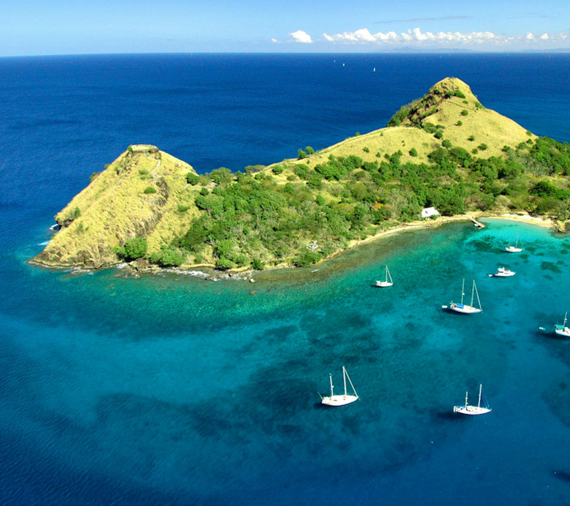 FILE -- An arial view of boats off of St. Lucia in 2005. St. Lucia, like several other Caribbean islands, is requiring the results of Covid-19 tests. (Kirk Elliott/The New York Times)