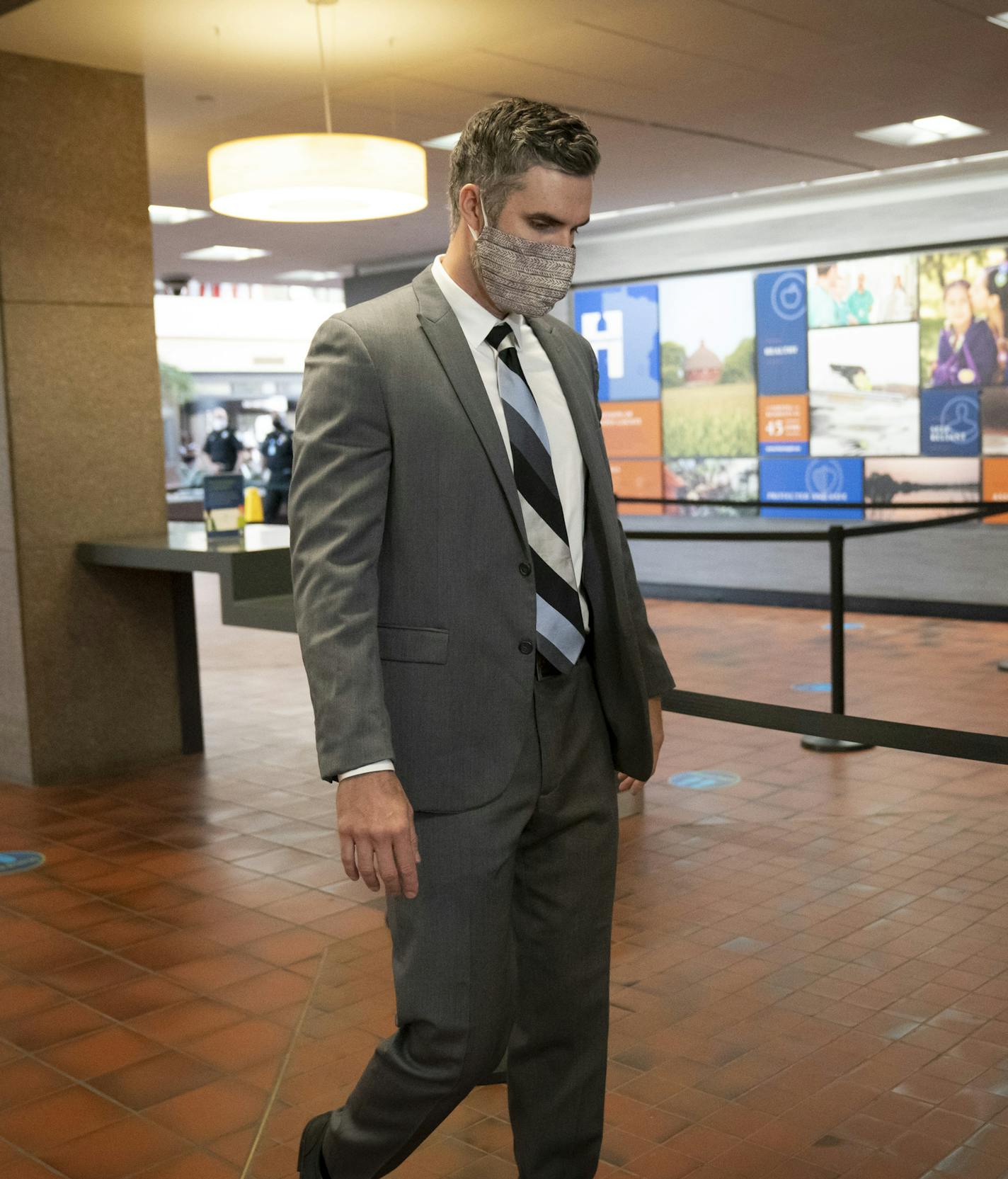 Former police officer Thomas Lane walked through security as he arrived for a hearing at the Hennepin County Government Center in Minneapolis, Minn., on Tuesday, July 21, 2020. ] RENEE JONES SCHNEIDER renee.jones@startribune.com