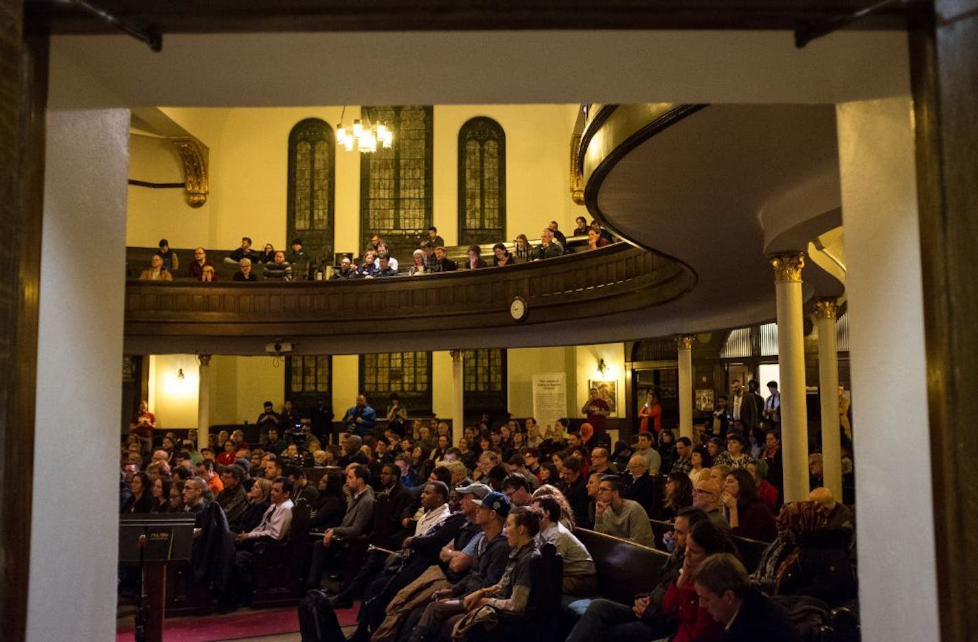 At least two hundred people gathered at Calvary Baptist Church for Wednesday night's forum.