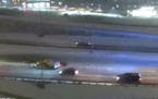 A motorist spun out in the slick conditions on southbound I-35E at University Avenue in St. Paul.