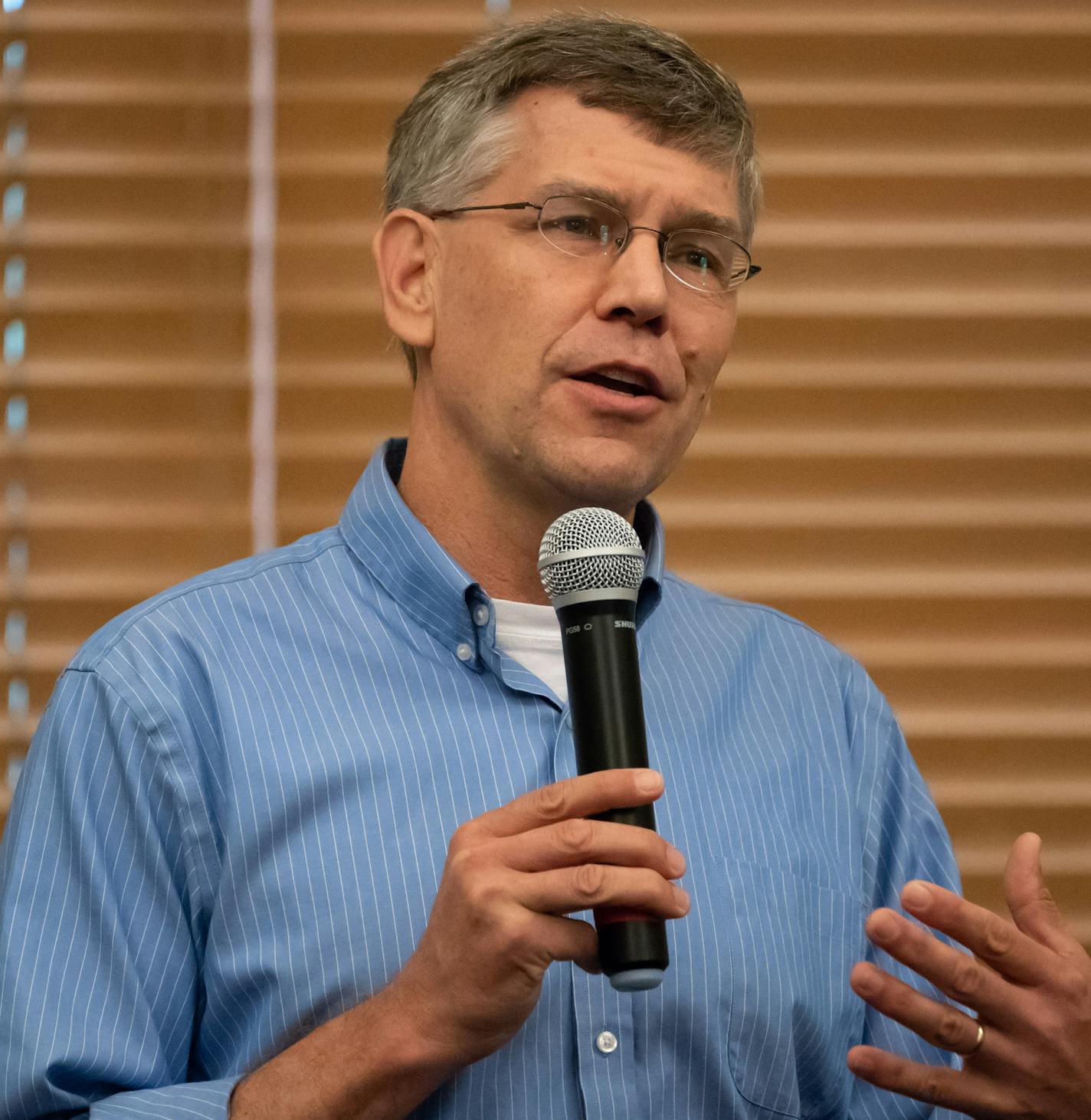 U.S. Rep. Erik Paulsen held a town hall meeting in Hamel, MN. ] GLEN STUBBE * gstubbe@startribune.com Wednesday, May 30, 2018 -- With U.S. Rep. Erik Paulsen is holding three town halls, which his opponents in his district say he has been avoiding for years. Paulsen faces a tough re-election but is coming off a major policy victory having crafted the Tax Cut and Jobs Act last year. What's Happening at this time: Rep. Erik Paulsen town hall. Big, potentially raucous crowd expected.