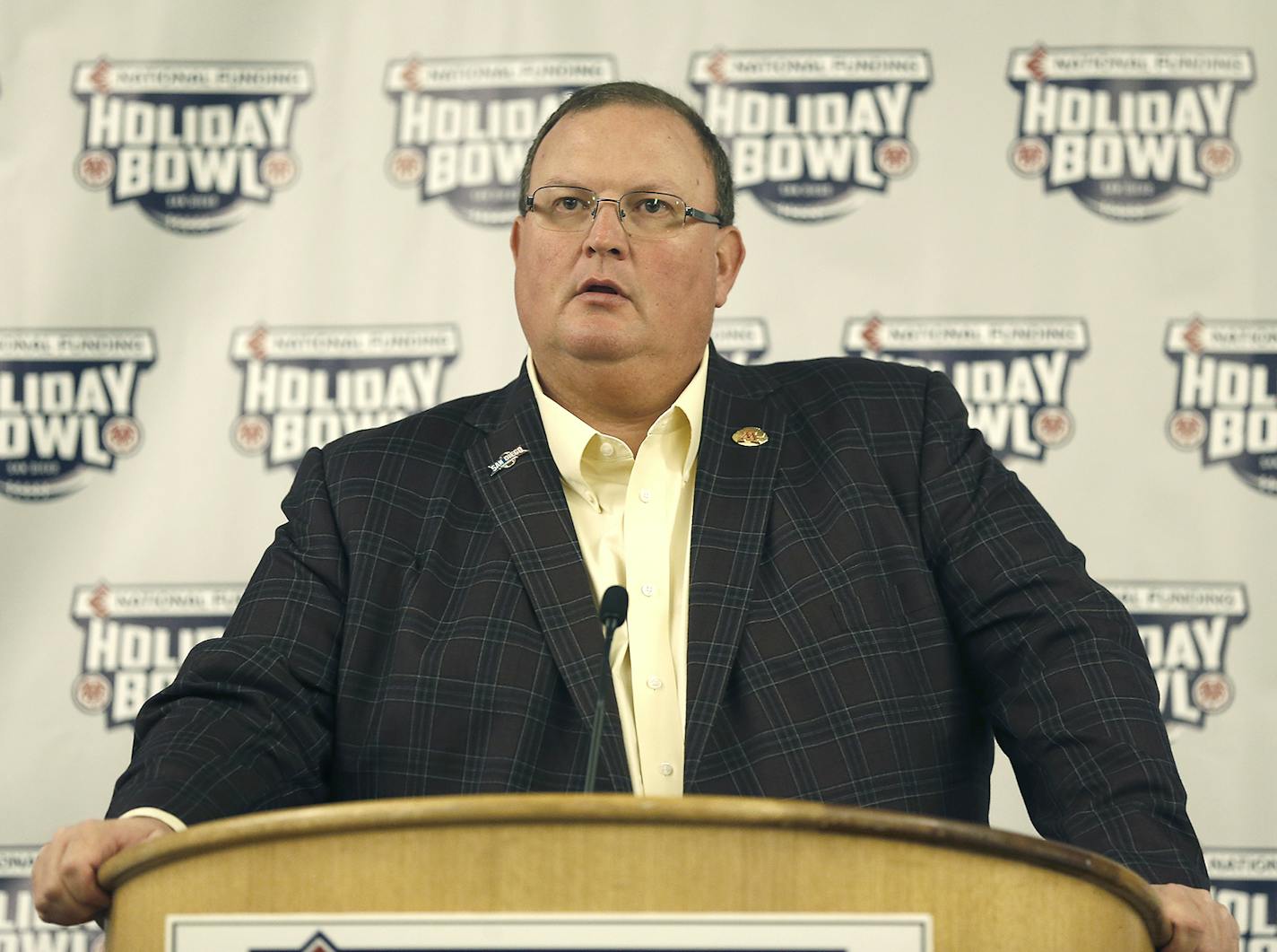 Minnesota Gophers football head coach Tracy Claeys addressed the media during a press conference at a National Funding Holiday Bowl pre-game press conference, Monday, December 26, 2016 in San Diego, CA. ] (ELIZABETH FLORES/STAR TRIBUNE) ELIZABETH FLORES &#x2022; eflores@startribune.com