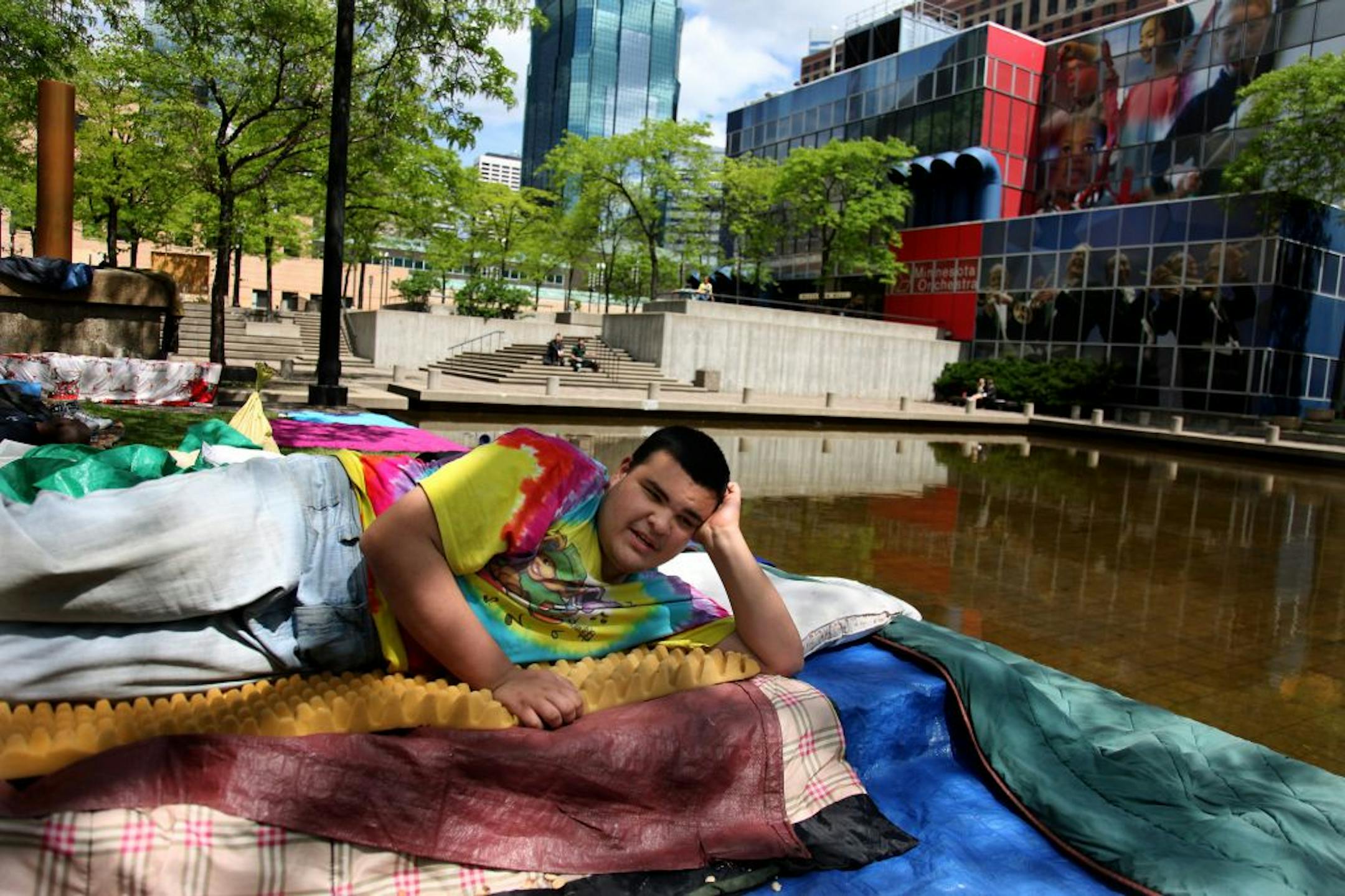 Michael Bounds talked about the night that he claims he was given drugs by cops on his makeshift bed at Peavey Park in downtown Minneapolis, Wednesday, May 9, 2012. He said the marijuana was pretty potent. (ELIZABETH FLORES/STAR TRIBUNE) ELIZABETH FLORES � eflores@startribune.com