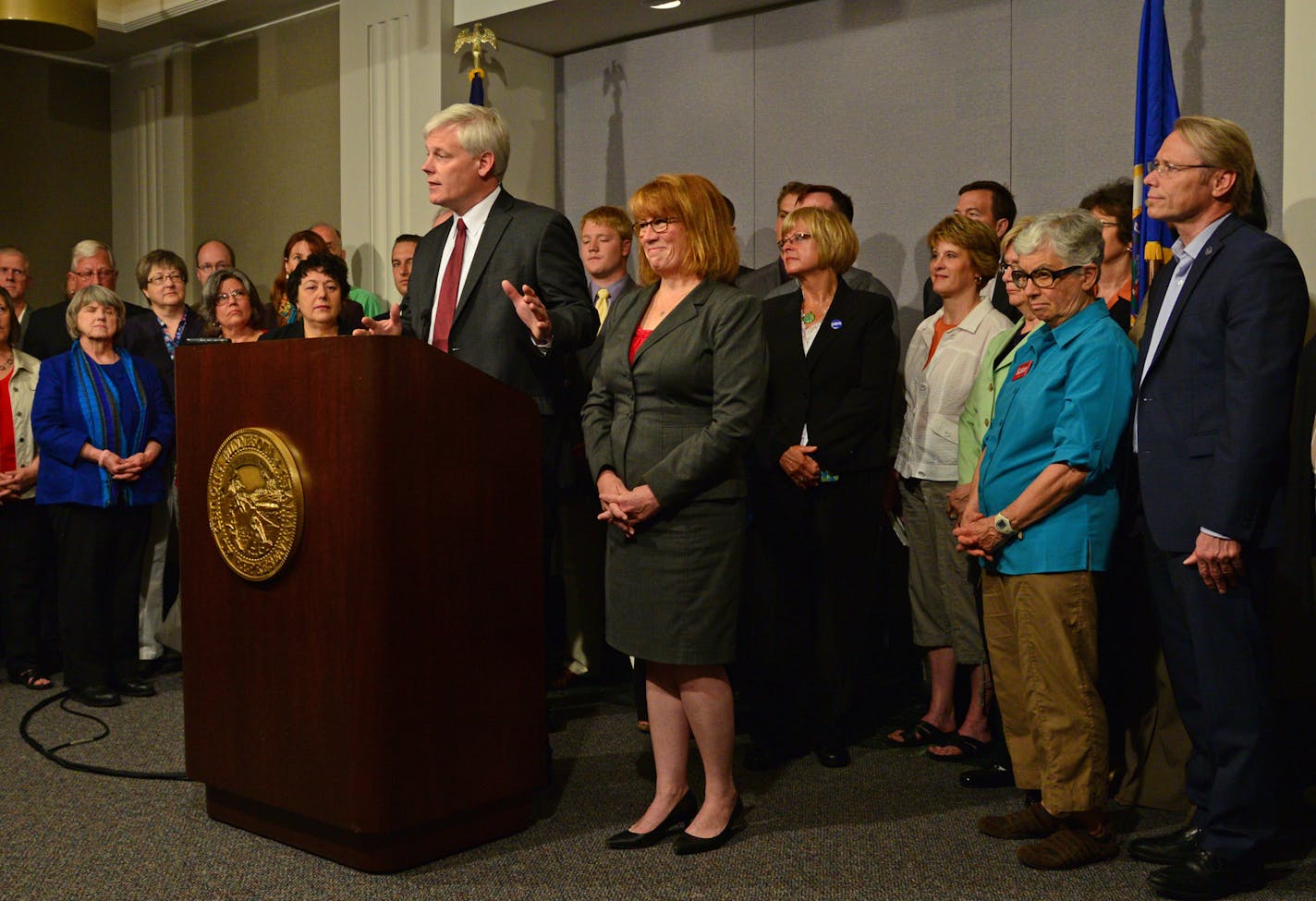 Speaker Paul Thissen talked about DFL chance while unveiling a team of candidates. ] Many, DFL and GOP candidates kicked off the campaign season at the State Office Building in In St Paul, Minn.Monday Jun, 6 2014 ..Richard.Sennott@startribune.com Richard Sennott/Star Tribune St Paul Minn. Monday 6/2/2014) ** (cq)