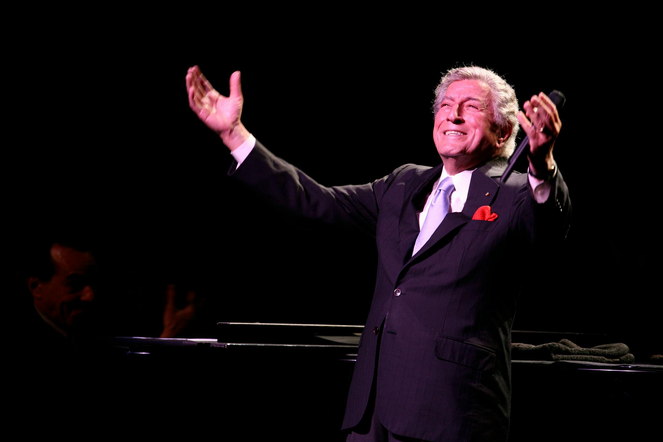 Tony Bennett during a performance with the Count Basie Orchestra at the Apollo Theater in the Harlem neighborhood of New York on Dec. 16, 2008. Bennett, a singer whose melodic clarity, jazz-influenced phrasing, audience-embracing persona and warm, deceptively simple interpretations of musical standards helped spread the American songbook around the world and won him generations of fans, died on Friday, July 21, 2023 in New York City. He was 96.