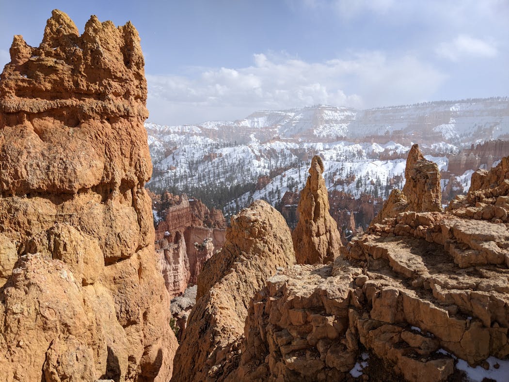 Bryce Canyon National Park is known for its crimson hoodoos.