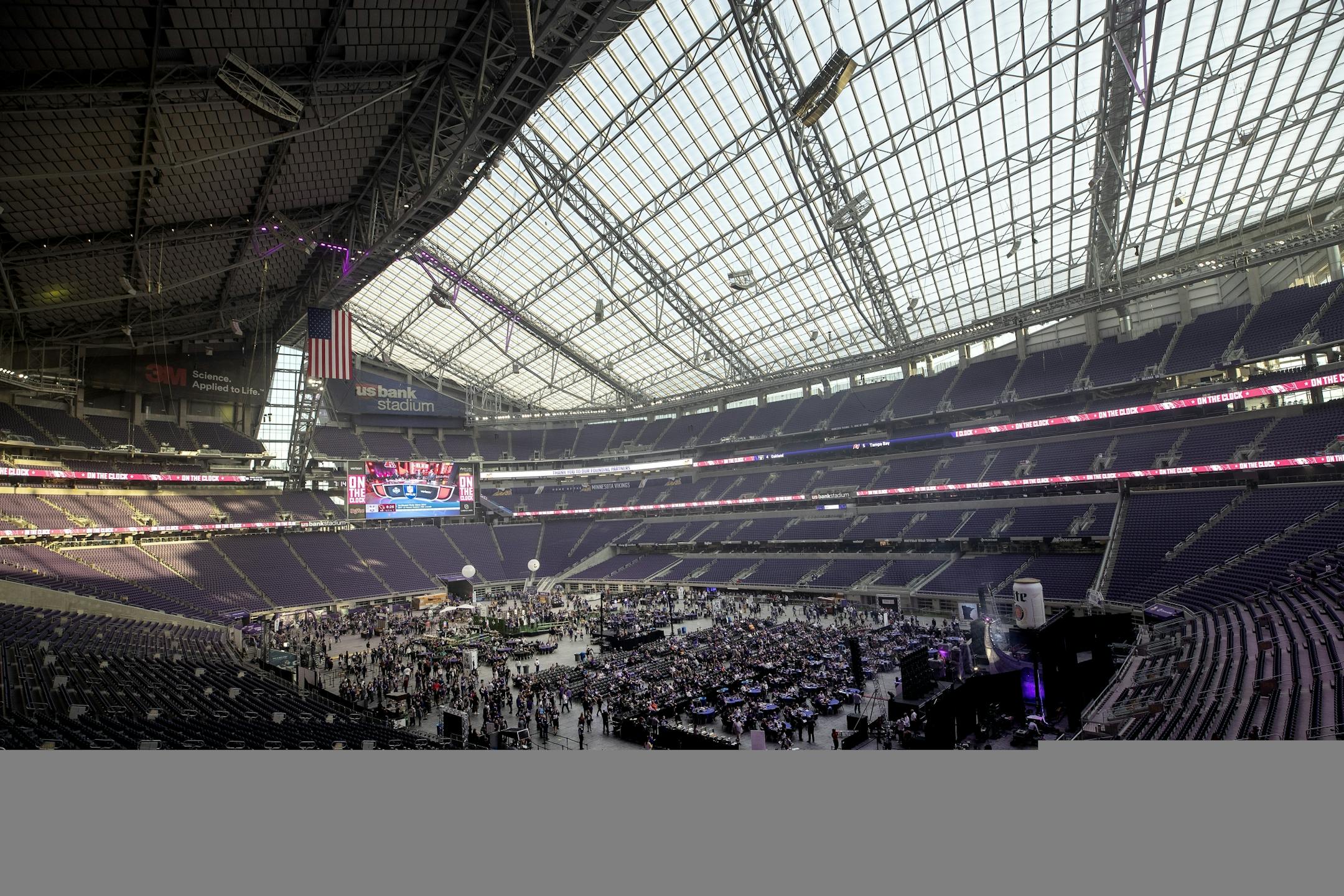 US Bank Stadium configured for the 2019 Minnesota Vikings Draft Party.