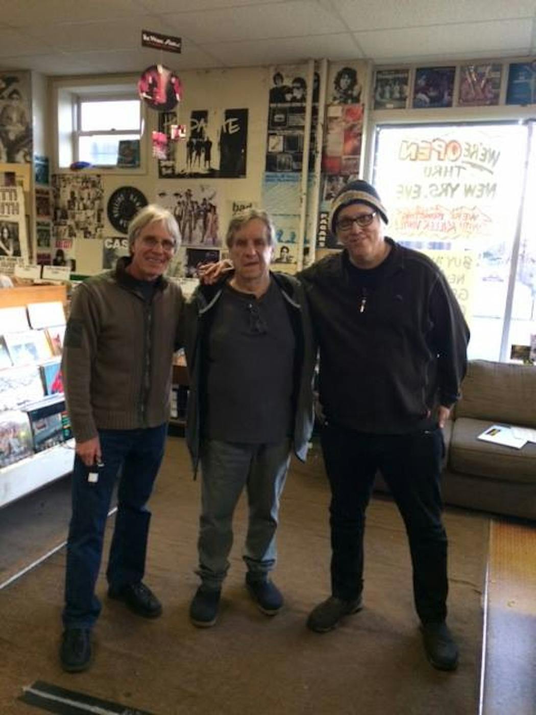 Former Oar Folkjokeopus store operators Peter Jesperson, left, Vern Sanden and Mark Trehus reunited in the space in 2017 ahead of Treehouse Records' closure.