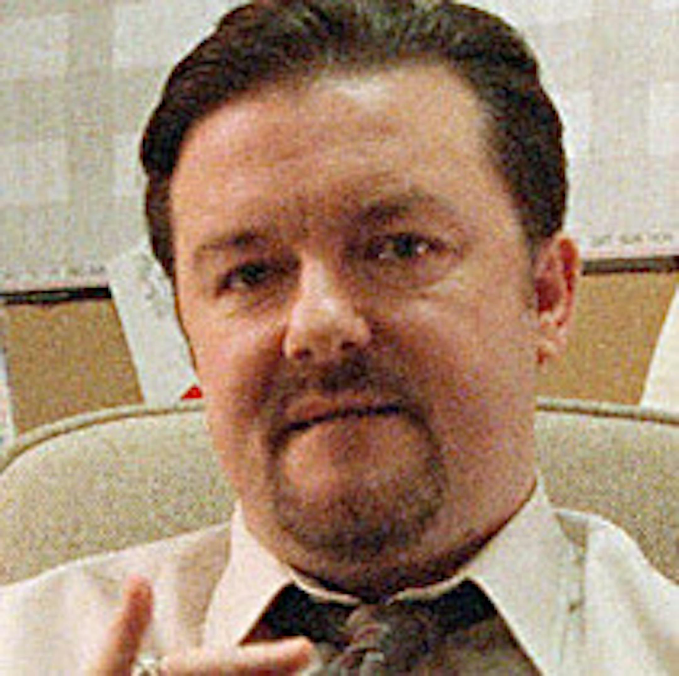 Ricky Gervais, who co-created the TV show, stars as misguided manager David Brent in the BBC series The Office. ORG XMIT: MIN2013040917550895