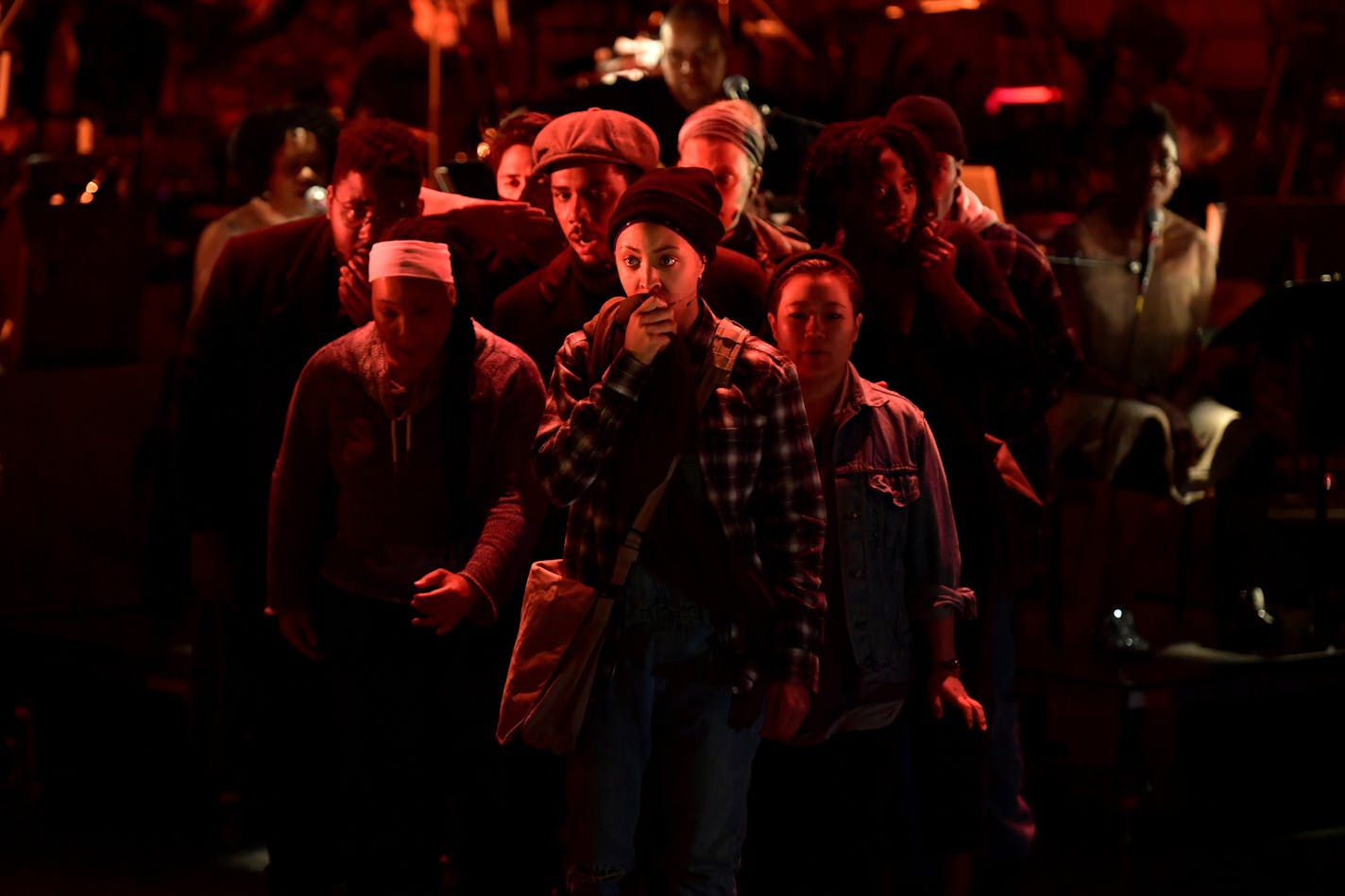 Cast members from Octavia E. Butler&#x2019;s Parable of the Sower. PHOTO CREDIT: Paul Marotta