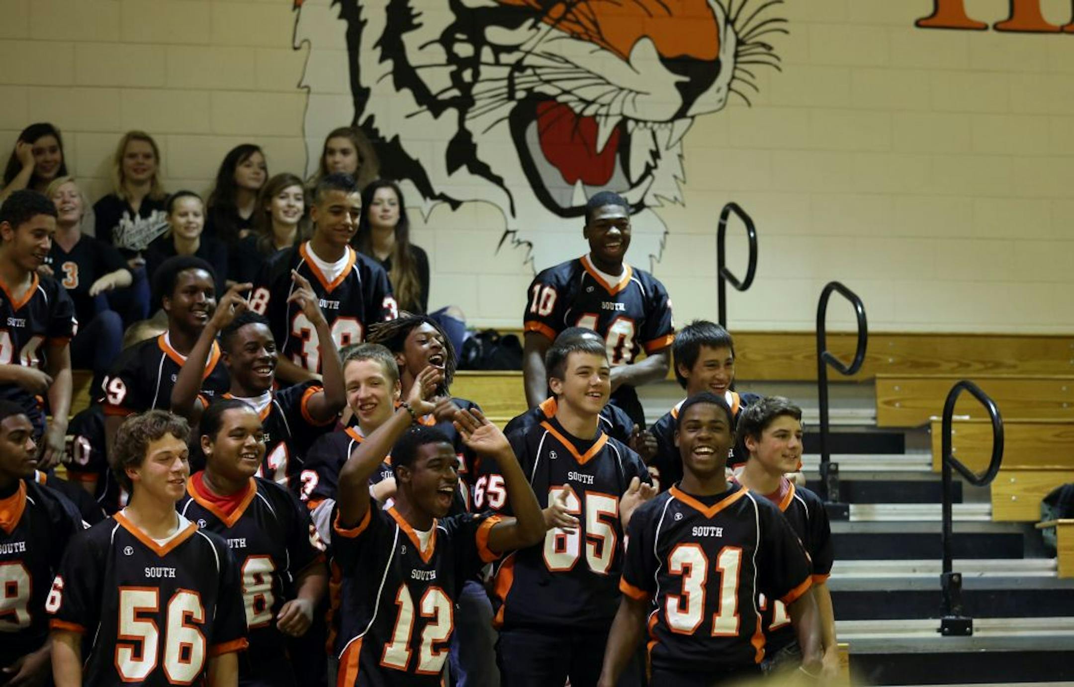 Members for the South football team cheered during a prep fest before the played Edison High.