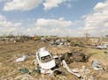 The aftermath of the tornado in Greenfield, Iowa on Wednesday, May 22, 2024.