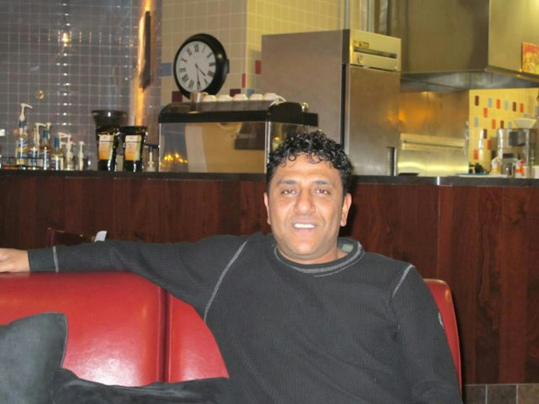 The photos are of Tony Elmageed, owner of the Valley Diner. The place used to be called the Galaxie Diner but a copyright fight forced the name change. In the photos, Elmageed is behind the grill, sitting in the diner or behind the counter. The diner�s theme has not changed. It is big into 1950s nostalgia, complete with photos of Elvis and Marilyn Monroe