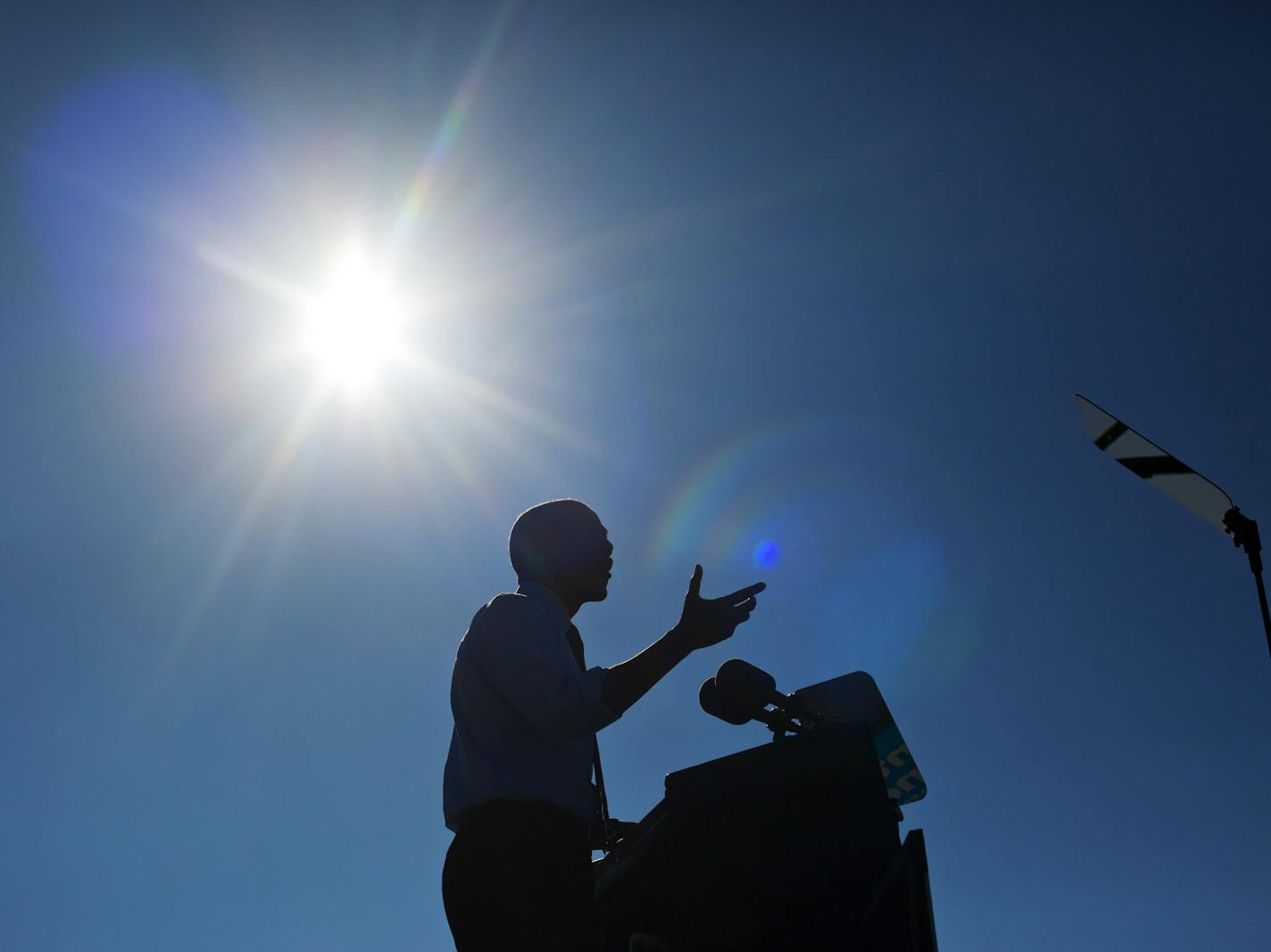 President Barack Obama speaks at the University of Michigan in Ann Arbor, Mich., Monday, Nov. 7, 2016, during a campaign rally for Democratic presidential candidate Hillary Clinton. (AP Photo/Pablo Martinez Monsivais)