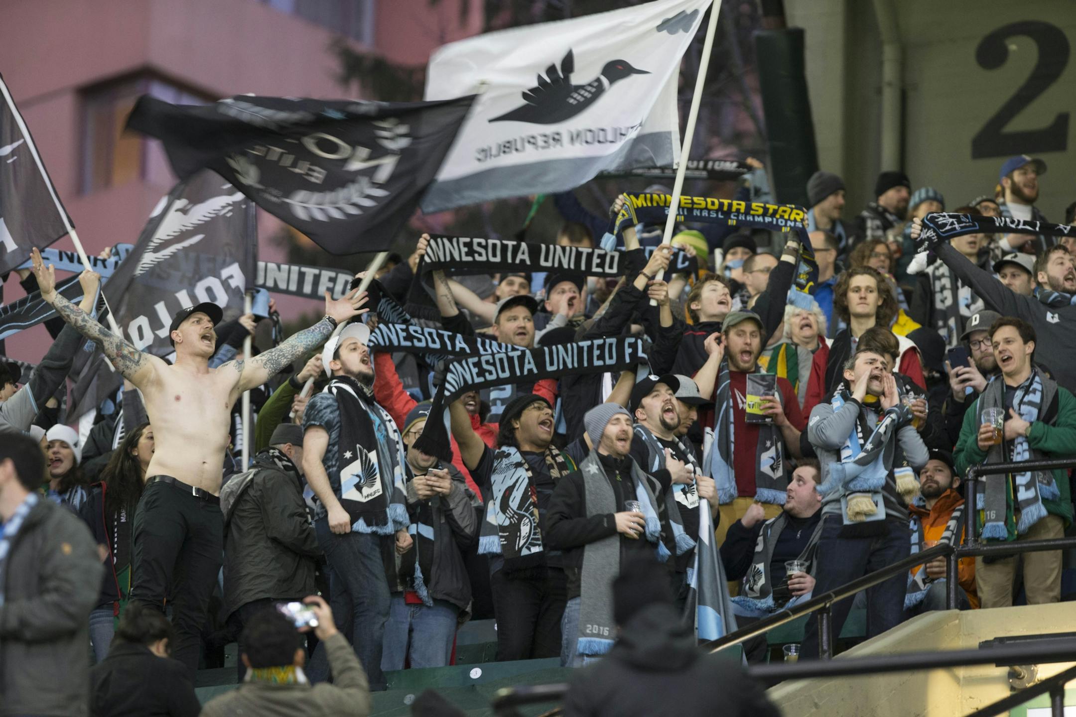 Some of the United fans who went to Portland for last weekend's season-opener.
