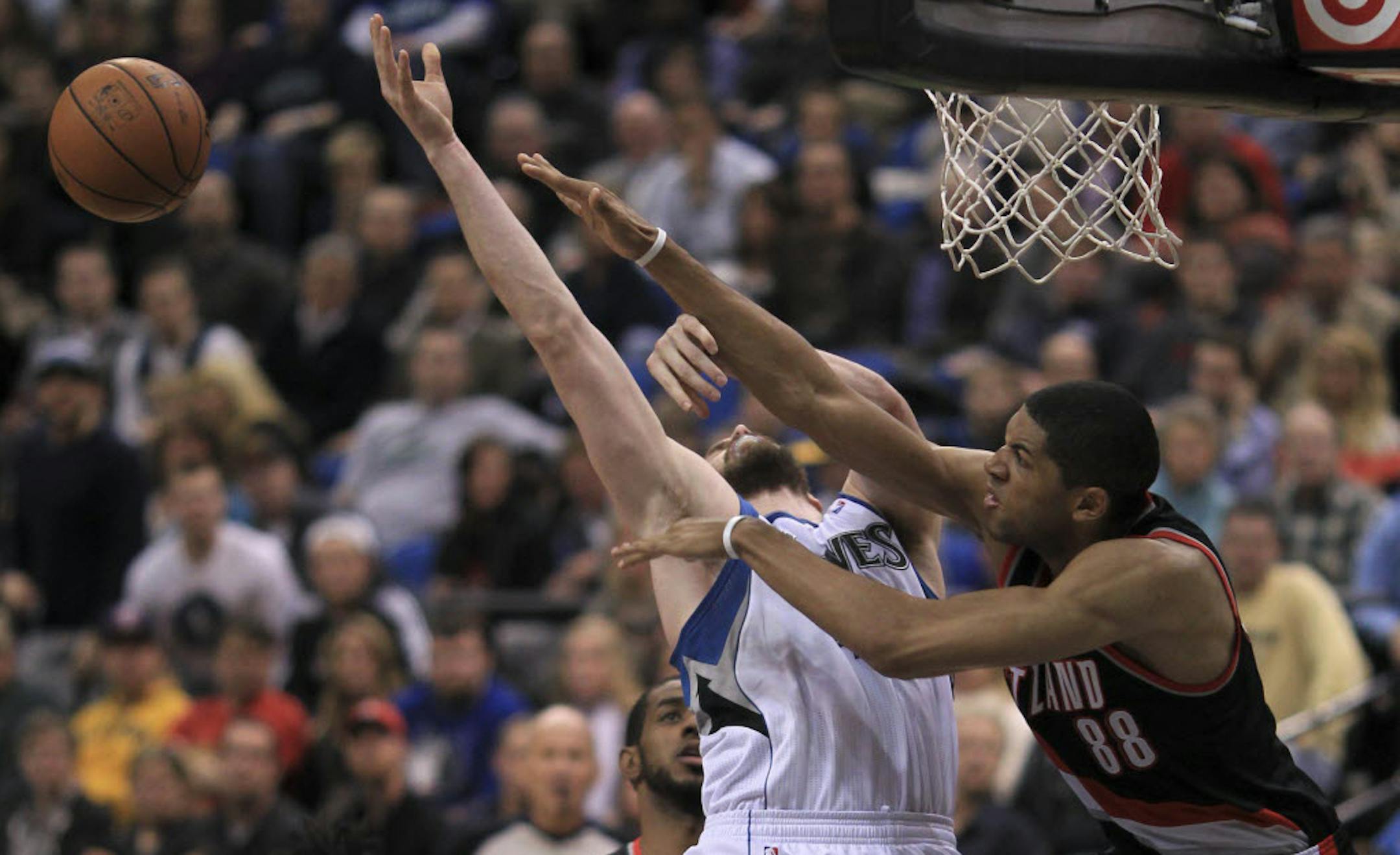 Swingman Nicolas Batum (right, with Kevin Love), a restricted free agent, met with the Wolves on Sunday and Monday and is expected to be offered a contract.