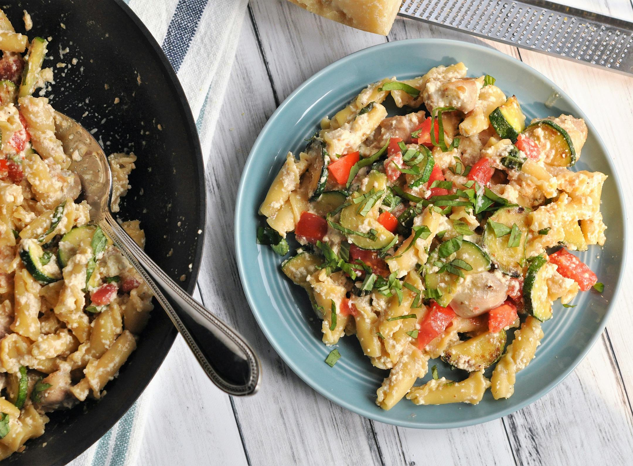 Skillet Chicken, Zucchini and Ricotta Pasta. Photo by Meredith Deeds * Special to the Star Tribune
