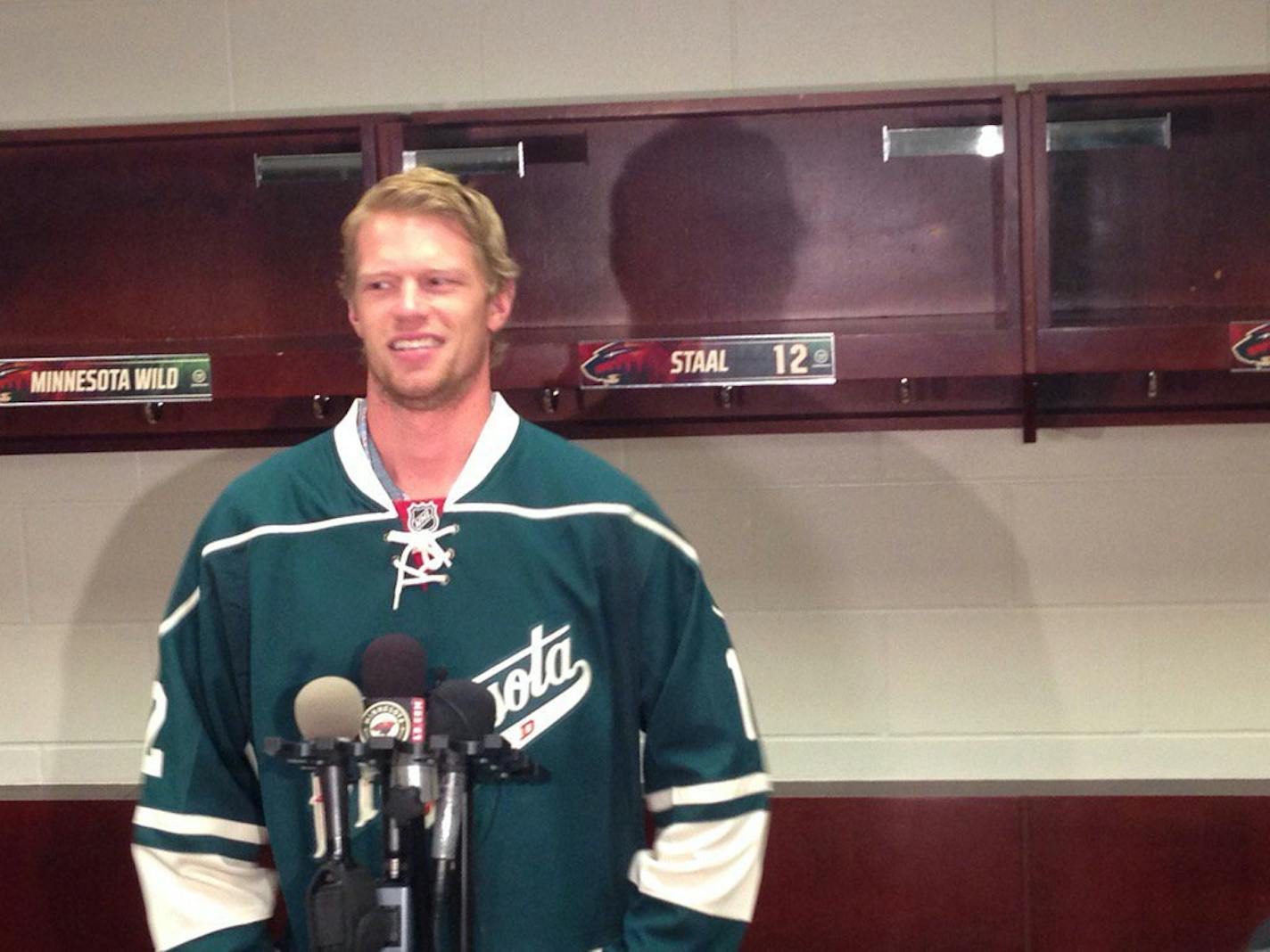 Eric Staal, a longtime member of the Carolina Hurricanes, signed a three-year free-agent deal with the Wild in July.