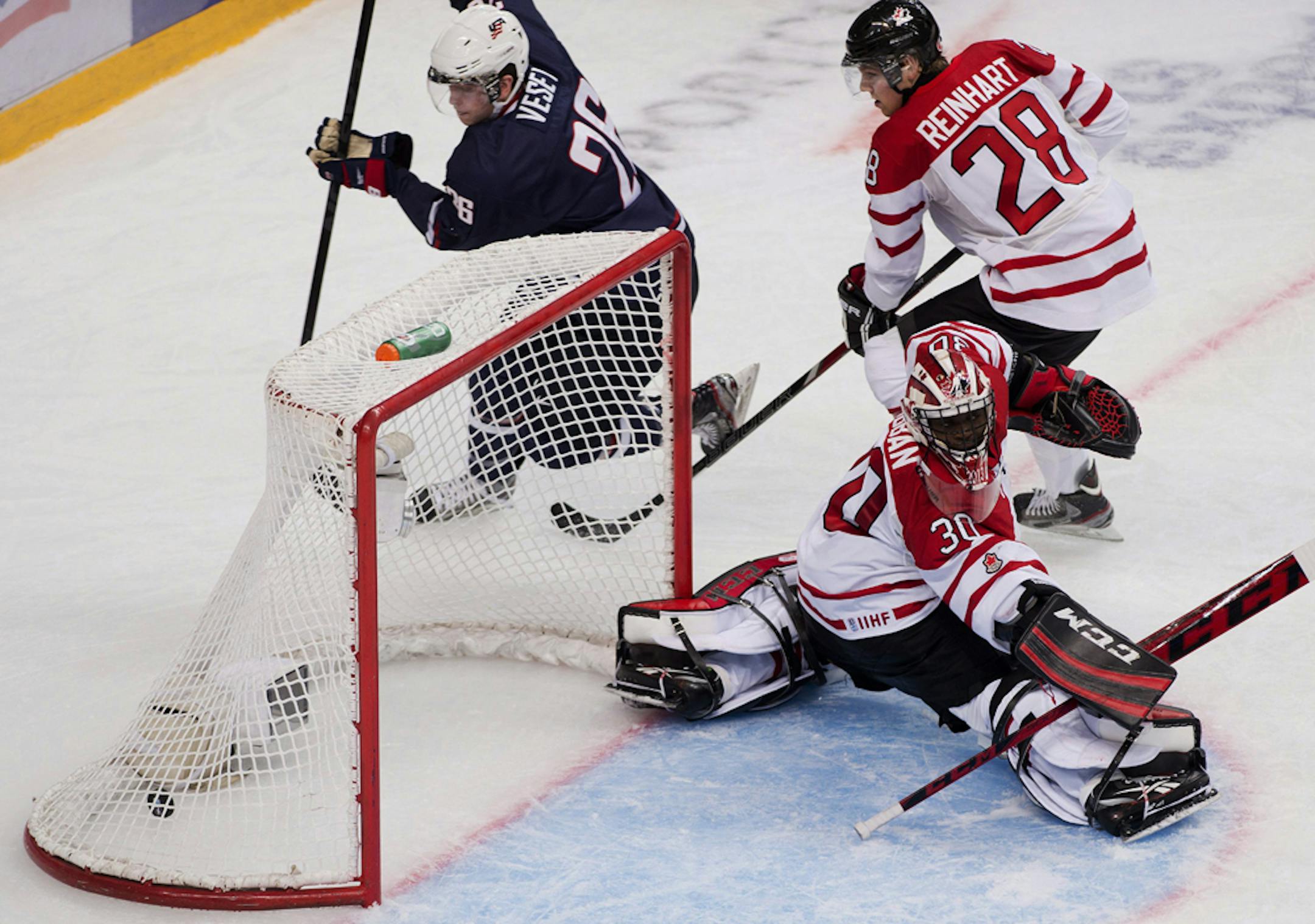 Jim Vesey scored on Canada goalie Malcolm Subban. His goal gave the U.S. a 4-0 lead in the second period, and Subban was replaced.
