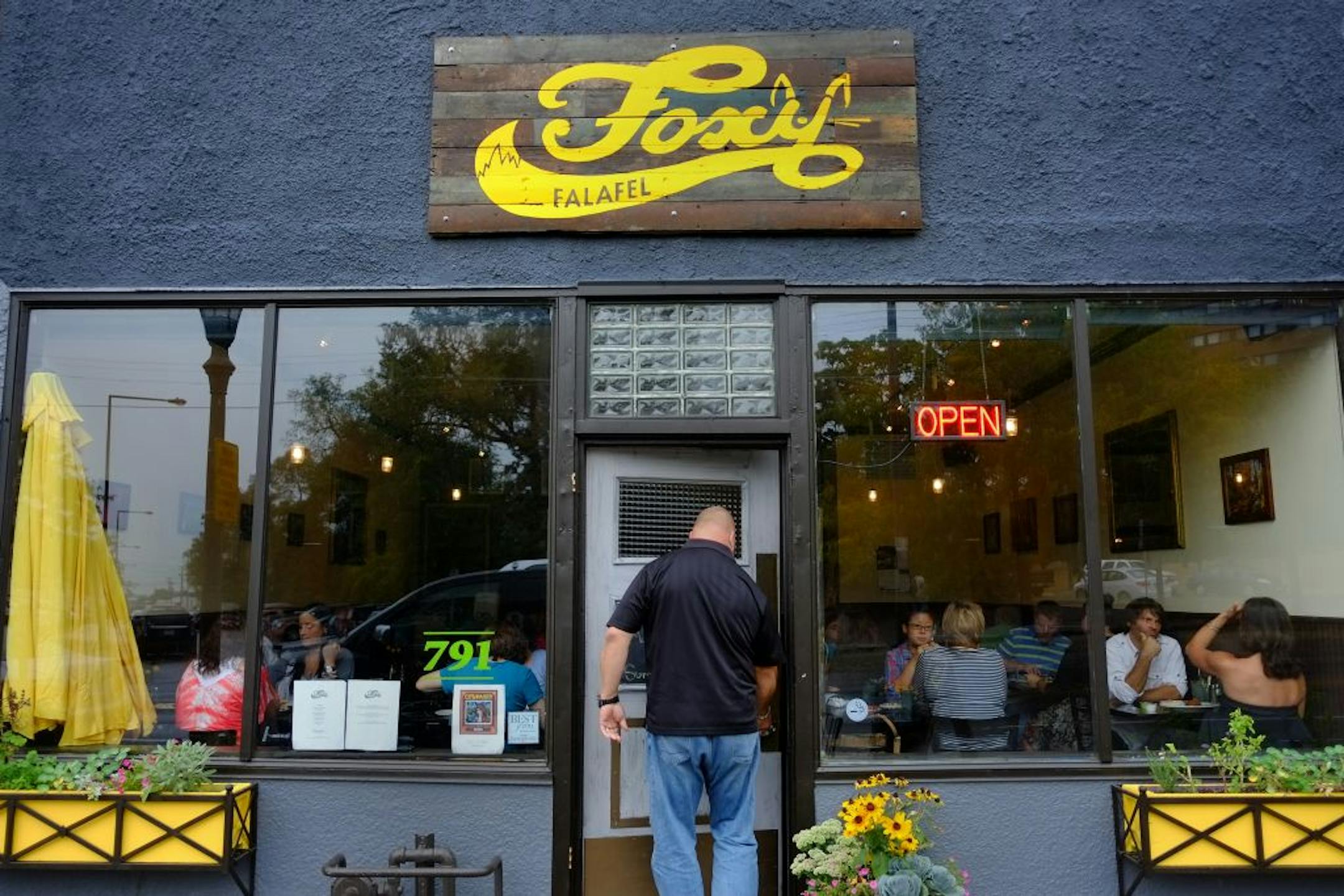 Taste restaurant review, The Foxy Falafel, St Paul MN. Erica Strait is the owner chef of the Raymond Ave restaurant location. [ TOM WALLACE � twallace@startribune.com _ Assignments #20025273E_ Sept 17, 2012_ SLUG: vita RN1004_ EXTRA INFORMATION: Owner, Erica Strait CQ'ed by internet and rick nelson