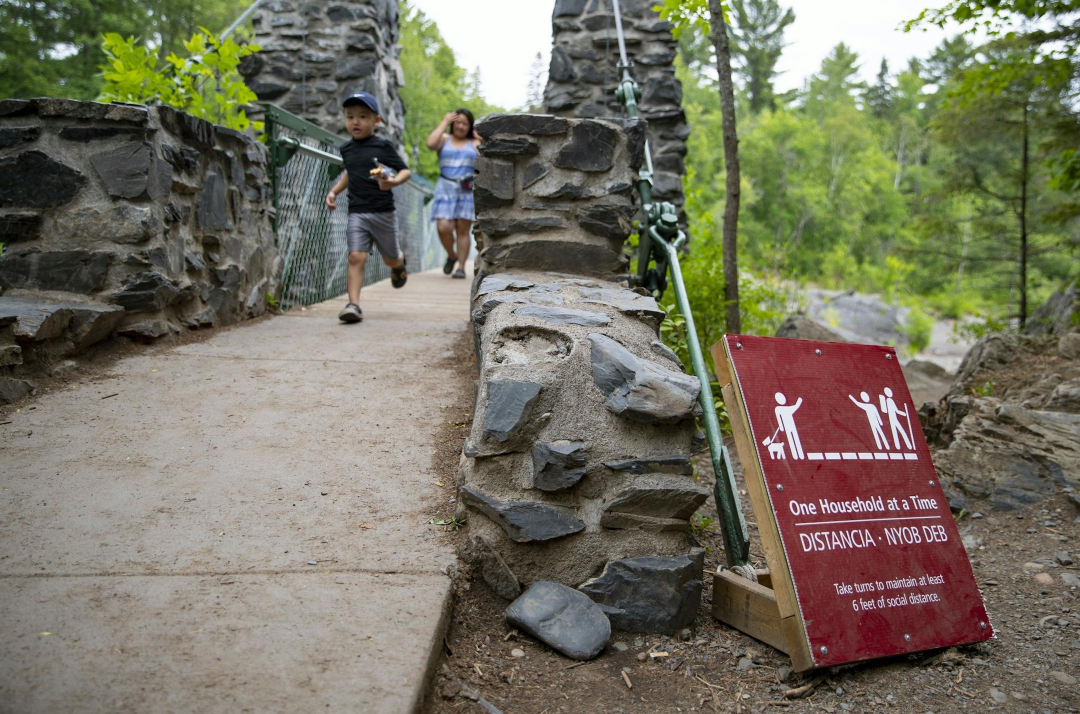 Signs were posted around Jay Cooke State Park on Wednesday encouraging social distancing measures be taken by all visitors.